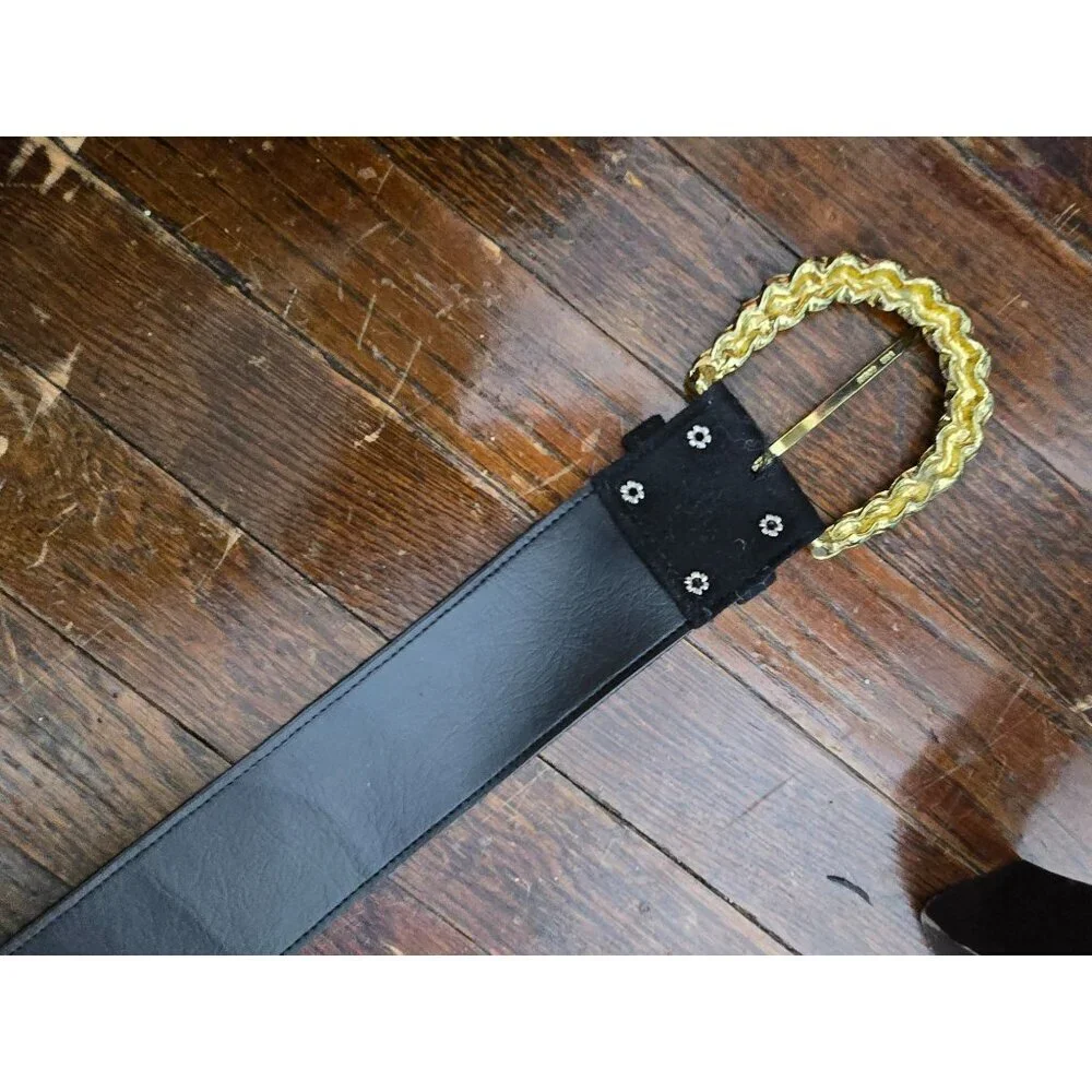 Vintage Black Chunky Bronze Belt - Picture 6 of 14